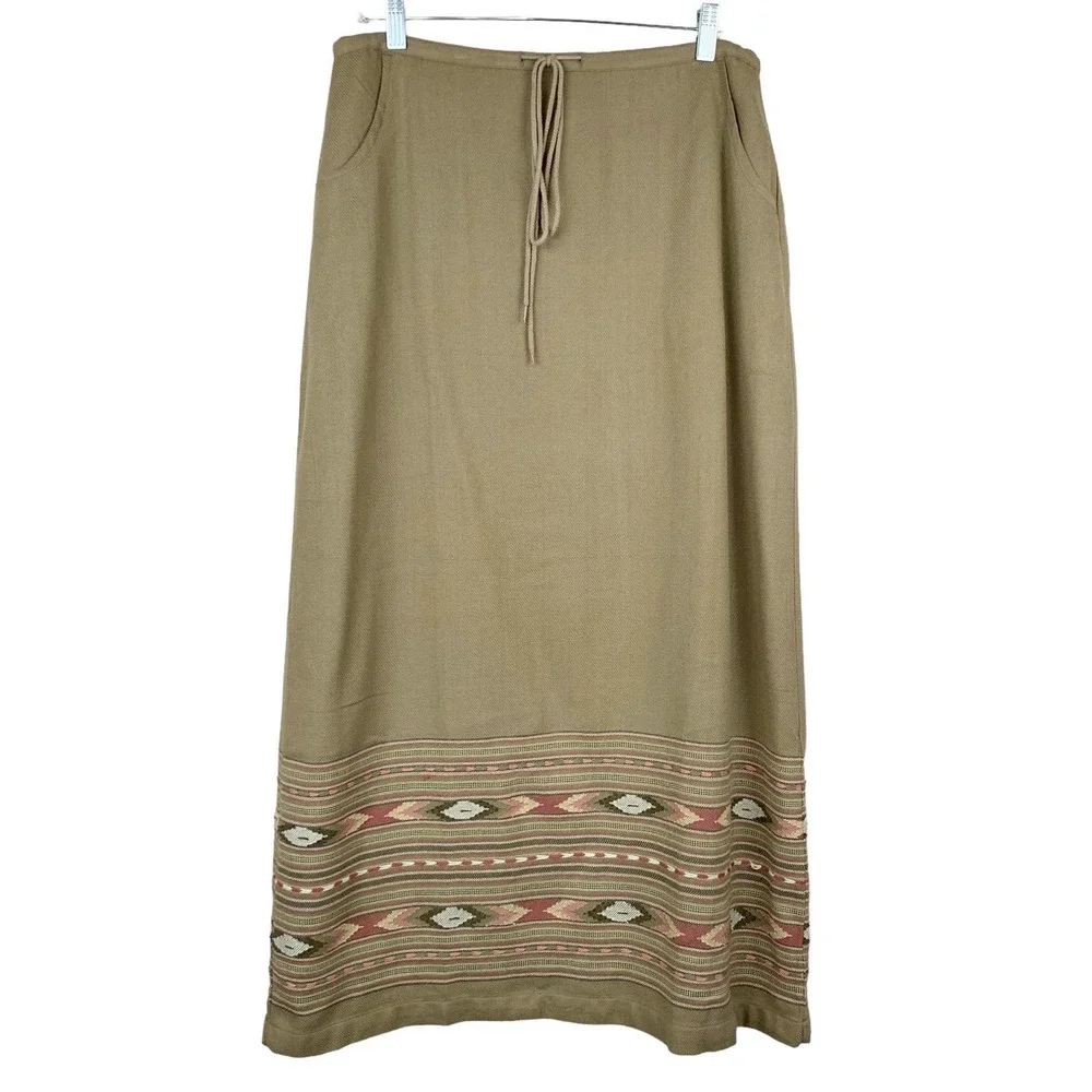 Woolrich Maxi Skirt Brown Neutrals Size 12 ~ Flaw